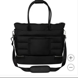 Black Puffy Quilted Tote with Double Handles thumbnail 4