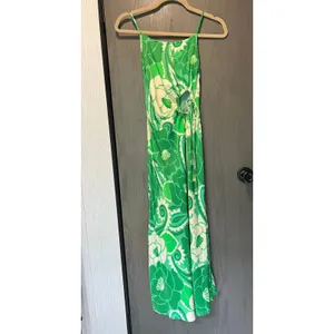 Farm Rio Tropical Cutout Satin Midi Slip Dress Green Size XS Resortwear thumbnail 2