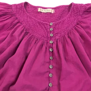 FREE PEOPLE Flowy Pintuck Blouse Sz XS Purple Boho Coastal Breezy Festival Beach thumbnail 7