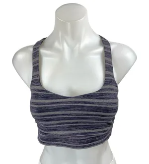 Lululemon 50 Rep Blue Striped Sleeveless Racerback Sports Bra Crop Tank Top Sz 6 thumbnail 1