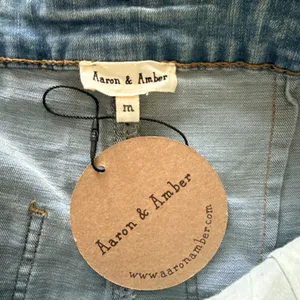 NWT Aaron and Amber Light Blue Flare Bell Bottom Jeans Raw Hem High Waist Sz M thumbnail 6