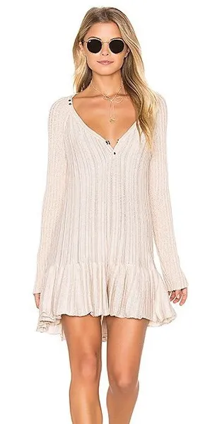 Free People Ribs and Ruffles Top in Pink thumbnail 1