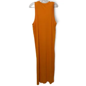 Zara Womens Ribbed Knit Sleeveless Maxi Dress Orange Crew Neck XL thumbnail 2