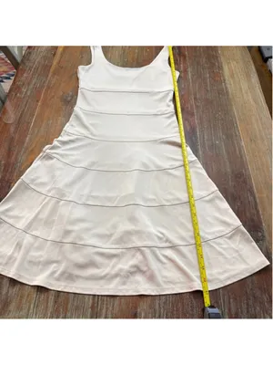 Josie Natori Cream Ivory Fit Flare A-Line Knit Dress XS thumbnail 9