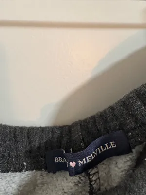 Brandy Melville Dark Grey Jogger Sweatpants with Cream Drawstring thumbnail 2