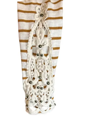 Sz M Free People Cotton Tuscaloosa Hard Candy Striped Crochet Cuff Long Sleeve thumbnail 3