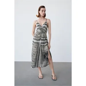 Zara Asymmetrical Dress in Black and White thumbnail 6