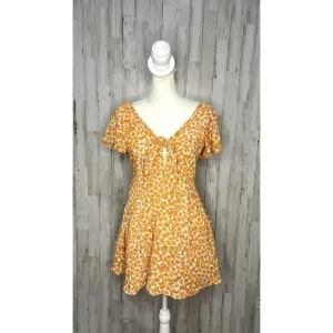 MINKPINK Women's Size‎ Small Sun Valley Orange V-Neck Floral Mini Dress thumbnail 5