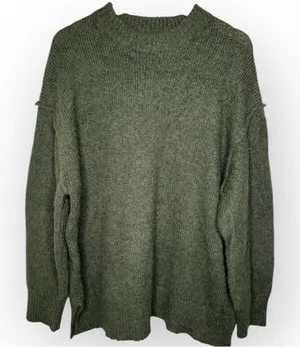 Topshop Women's Green Chunky Knit Mock Neck Oversized Sweater Size S US 4-6 thumbnail 1