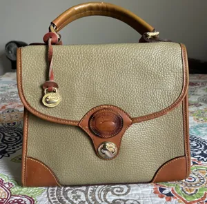 Dooney & Bourke Vintage Small AWL Satchel Taupe Brown thumbnail 1