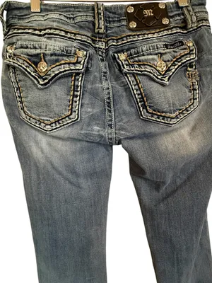 Miss Me Signature Cuffed Capri Jeans Womens 30 Rhinestone Flap Pocket Y2K thumbnail 6