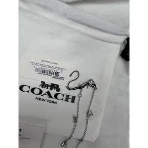 NEW Coach Charm Chain Bracelet Silver Tone Heart Love Jewelry With Pouch Gift thumbnail 4