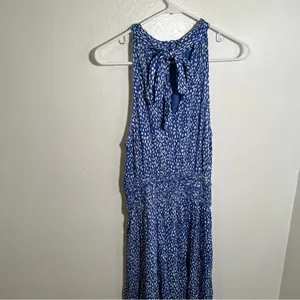 Pinch Women's Size Small Sleeveless High Neck Maxi Dress Blue White Dots Elastic thumbnail 9