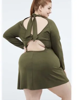 Fabletics Racquel Back Twist Dress Dark Moss Size Xl NW Detailed Tag thumbnail 3