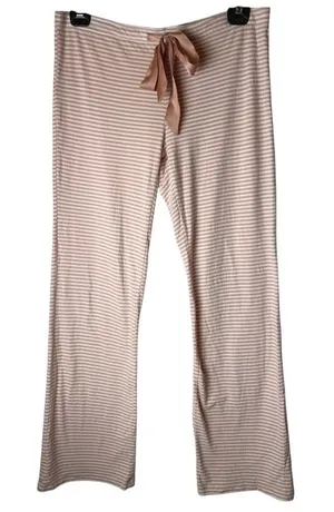 Ann Taylor Pajama Pants Women Small Pink Ivory Striped‎ Preppy Lounge Sleepwear thumbnail 1