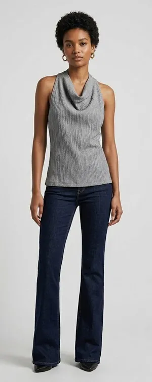 Zara Metallic Silver Textured Draped Top thumbnail 1