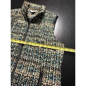 Christopher & Banks Womens‎ Teal Tan Geometric Quilted Puffer Vest Large thumbnail 3