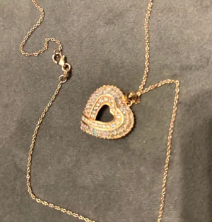 Rose Gold Plated Sterling Silver Baguette Cz Heart Necklace 18” thumbnail 1
