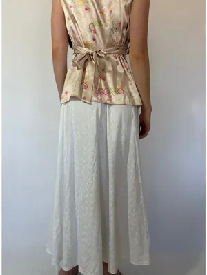 White Embroidered Broderie Anglaise Picnic Casual Vintage Maxi Skirt thumbnail 2