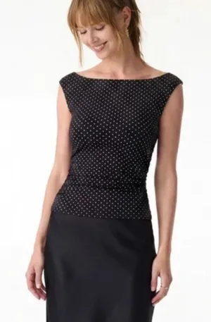 OGLmove Stretch Cotton Polka Dot Square Neck Bra Top Black XL New With Tags thumbnail 1