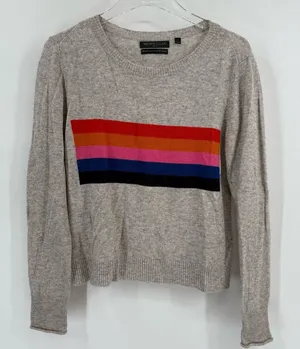 BROWN ALLAN wool and cashmere gray crew neck sweater size medium‎ thumbnail 1