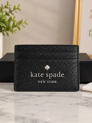 Kate Spade New York Black Pebbled Leather Card Holder 7 Slots NWT thumbnail 2
