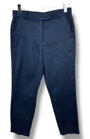 Madewell Et Sezane pants women's 4 crop chevron career dress trouser blue black thumbnail 1