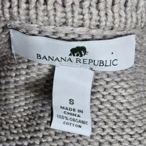 Banana Republic Womens Small Beige Organic‎ Cotton Belted Button Knit Cardigan thumbnail 4