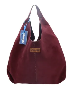 Wrangler Women Handbag Maroon Suede Inner Pocket Shoulder Strap Slouchy Hobo Bag thumbnail 1