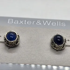 NWT Baxter & Wells Silver & Blue Stud Earrings thumbnail 3