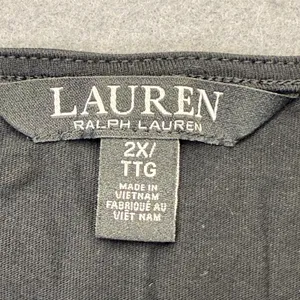 Lauren Ralph Lauren Womens 2X Black Cotton Split Neck 3/4 Sleeve Tunic Top‎ thumbnail 2