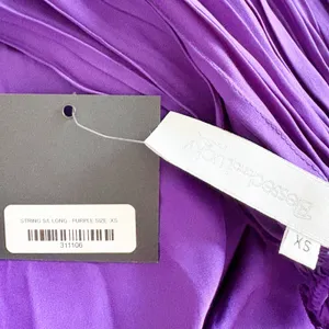 Blessed and Lucky Womens Purple 100% Silk Pleated Halter Maxi Prom Gown Dress XS thumbnail 5