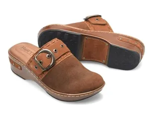 Born Women's Banyan Slip On Leather Clogs size 6 Brown Distressed Suede Leather thumbnail 1
