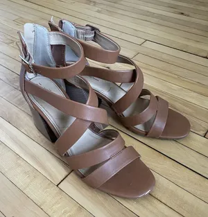 Time & Tru Memory Foam Strappy Heels Size 11 Light Brown‎ summery wedding shoes thumbnail 1