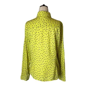J McLaughlin Shirt Women 8 Yellow Purple Polka Dot Cotton‎ Collared Button Down thumbnail 2