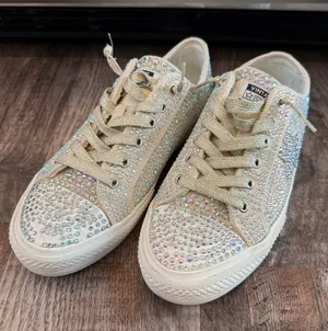 Vintage Havana Jenny Rhinestone Lace Up Sneakers Sparkle 8.5 Gold Rhinestones thumbnail 1