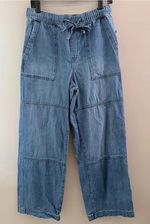 GAP Denim High Rise Wide Leg Drawstring Jeans Size S thumbnail 1