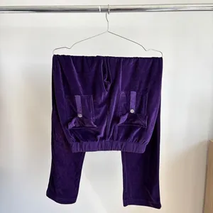 Y2K Tracksuit Purple Velour Lounge Pants S Drawstring Bimbocore McBling thumbnail 5