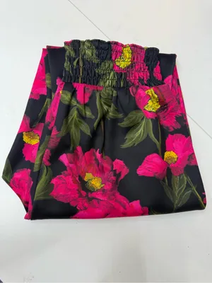 Alice + Olivia Black Jogger Pants with Pink & Green Floral Print size XS thumbnail 8