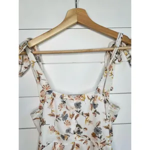 Princess Polly Ivory Floral Print Tie Shoulder Ruffled Hem Sleeveless Mini Dress Size 6 thumbnail 6
