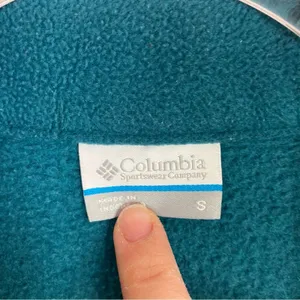 Columbia Teal Blue Fleece Jacket Full Zip Zip Pockets Polyester Womens Small thumbnail 3