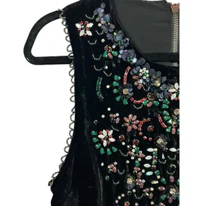 NWT Urban Outfitters Ecote Jasmina Velvet Embellished Shift Dress Black Size Med thumbnail 8