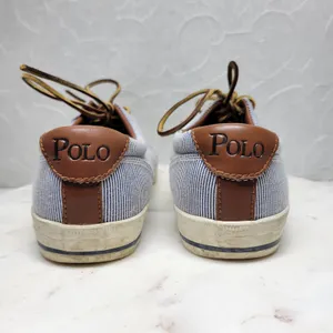 Polo Ralph Lauren Vaughn Boat Shoes Mens 9.5 Blue White Pinstriped Deck Sneakers thumbnail 10