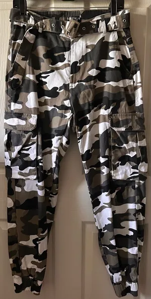 Streetwear Society Camo Print Cargo Jogger Pants w/Belt Sz M Fall Y2K 2000’s thumbnail 1