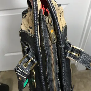 Dooney & Bourke Black and Tan Logo Tote with Matching Pouch thumbnail 7