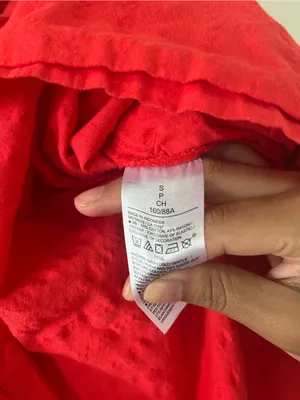 Old Navy Red Bow Front Midi Dress Small Cotton Resort Vacation Euro Summer thumbnail 5