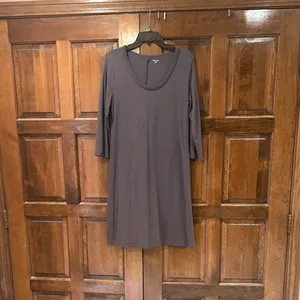 Garnet Hill Dress Medium Gray A-Line 3/4 Sleeve Scoop‎ Neck Trapeze Hong Kong thumbnail 4