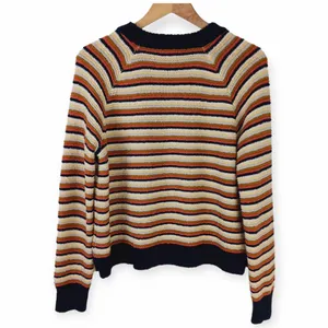 Madewell SZ S Arden V-Neck Crop Striped Pullover Sweater In Stripe thumbnail 4