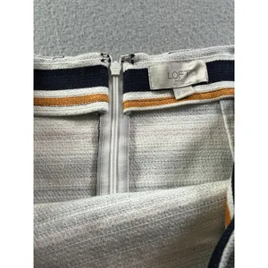 Loft Womens 12 (32/22)‎ Pencil Skirt Striped Blue Pink Textured Twill Split Hems thumbnail 3