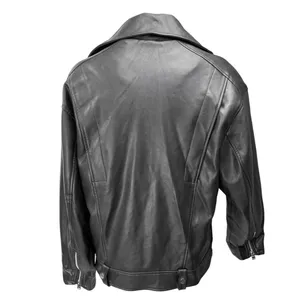 Bershka Women's Black Vegan Faux Leather Zip Up Notch Collar Moto Coat Jacket S thumbnail 2